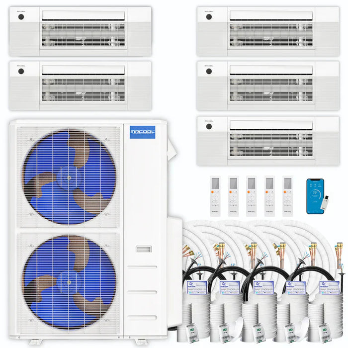 MRCOOL DIY Mini Split - 45,000 BTU 5 Zone Ceiling Cassette Ductless Air Conditioner and Heat Pump with 16 ft. Install Kit, DIYM548HPC00C00