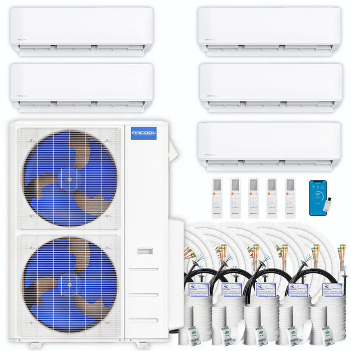 MRCOOL DIY Mini Split - 45,000 BTU 5 Zone Ductless Air Conditioner and Heat Pump with 16 ft. Install Kit, DIYM548HPW00C00