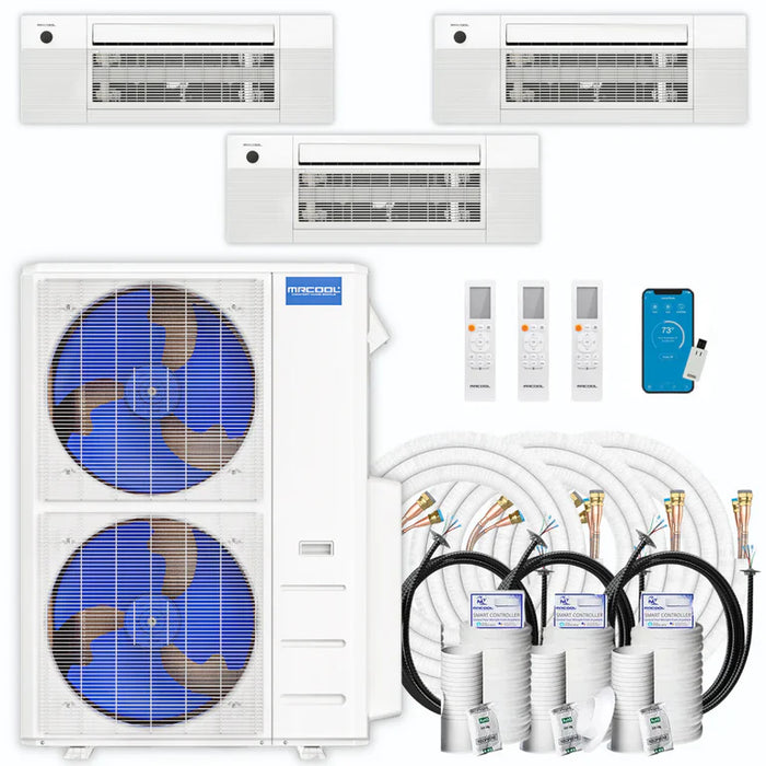 MRCOOL DIY Mini Split - 48,000 BTU 3 Zone Ceiling Cassette Ductless Air Conditioner and Heat Pump with 16 ft. Install Kit, DIYM348HPC01C00