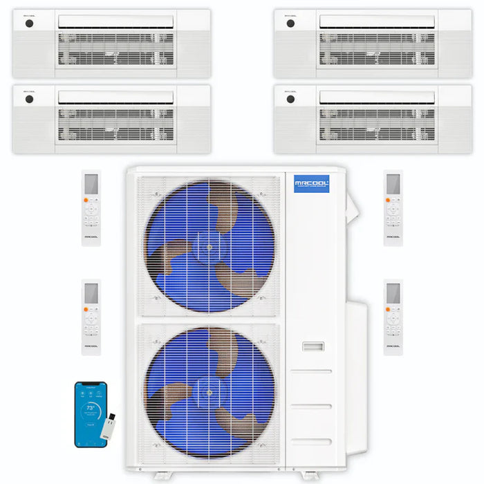 MRCOOL DIY Mini Split - 54,000 BTU 4 Zone Ceiling Cassette Ductless Air Conditioner and Heat Pump, DIY-BC-448HP12121218