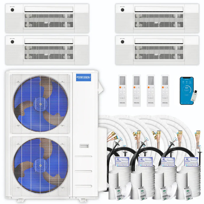 MRCOOL DIY Mini Split - 54,000 BTU 4 Zone Ceiling Cassette Ductless Air Conditioner and Heat Pump with 35 ft. Install Kit, DIYM448HPC06C140