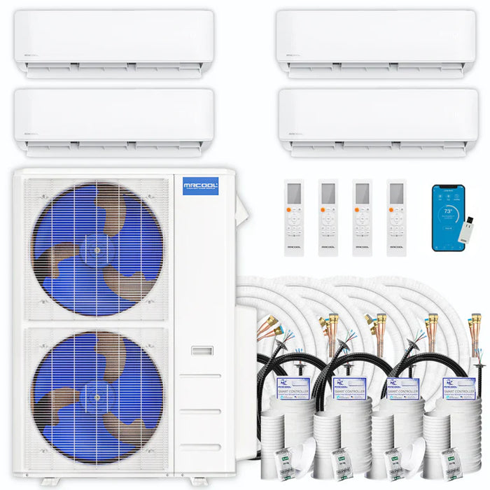 MRCOOL DIY Mini Split - 54,000 BTU 4 Zone Ductless Air Conditioner and Heat Pump with 35 ft. Install Kit, DIYM448HPW07C140