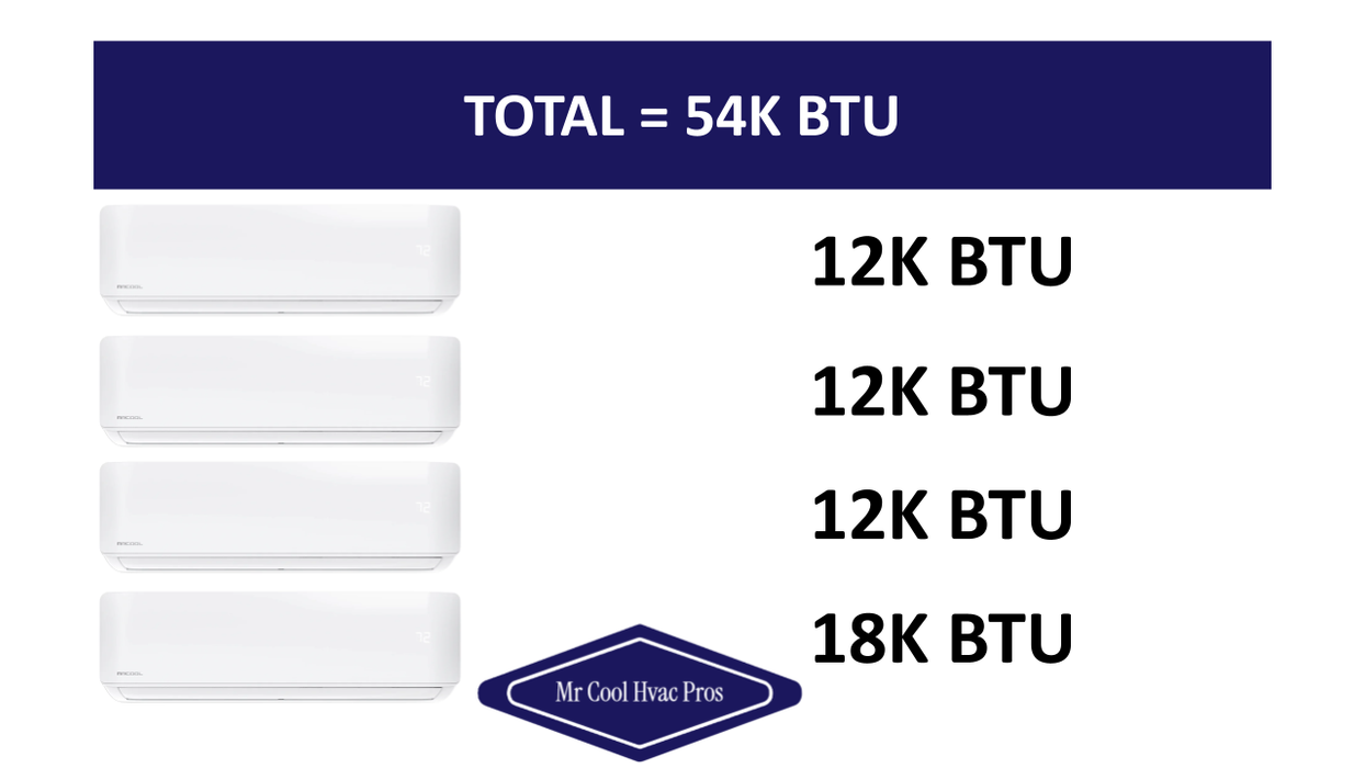 MRCOOL DIY Mini Split - 54,000 BTU 4 Zone Ductless Air Conditioner and Heat Pump, DIY-B-448HP12121218