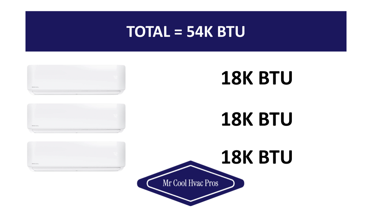 MRCOOL DIY Mini Split - 54,000 BTU 3 Zone Ductless Air Conditioner and Heat Pump, DIY-B-348HP181818