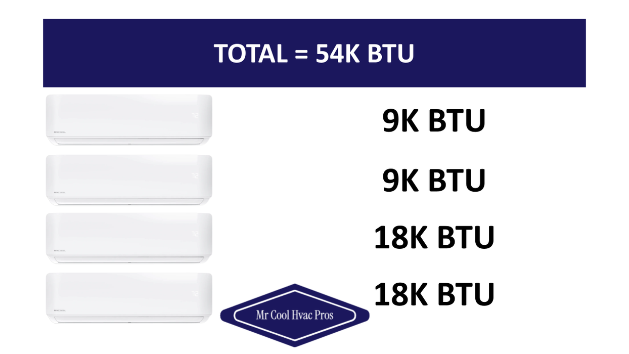 MRCOOL DIY Mini Split - 54,000 BTU 4 Zone Ductless Air Conditioner and Heat Pump, DIY-B-448HP09091818